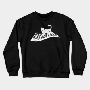 Funny Piano Player Cat Animal Gift Classical Music Piano Crewneck Sweatshirt